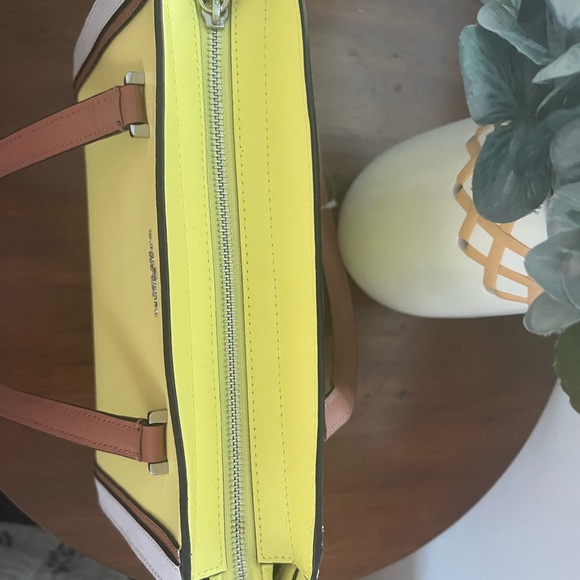 kate spade Bags Kate Spade Yellow And White Satchel Poshmark
